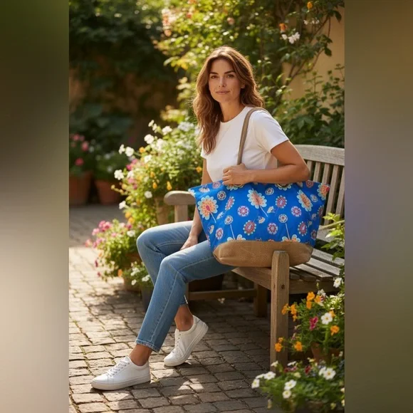 Peter Millar Large Floral Travel or Beach  Tote Bag - Picture 16 of 16